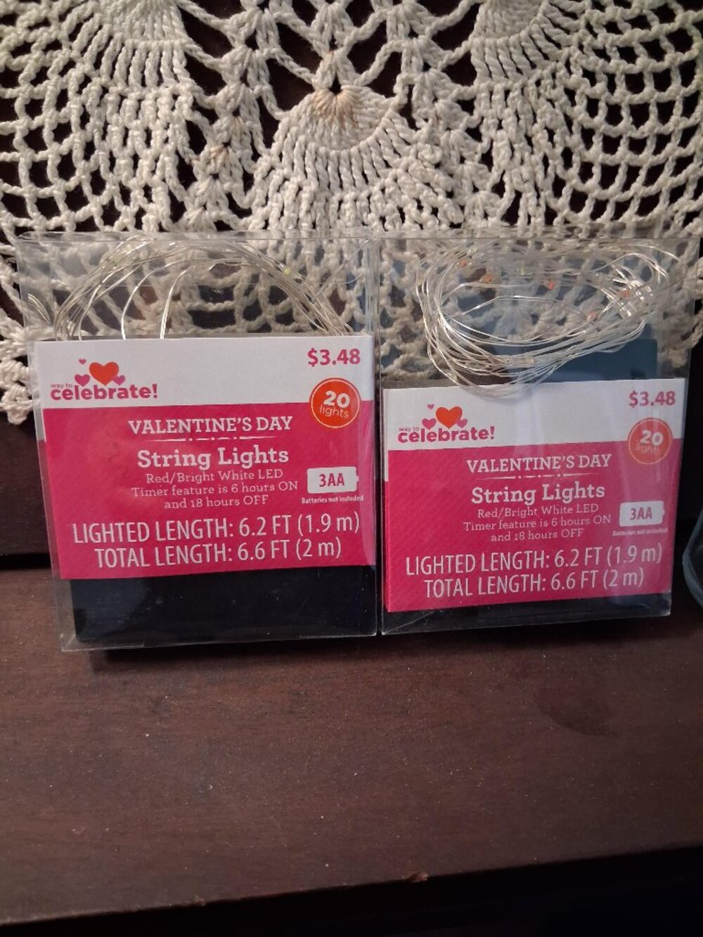 Valentine Timer Lights Red & White